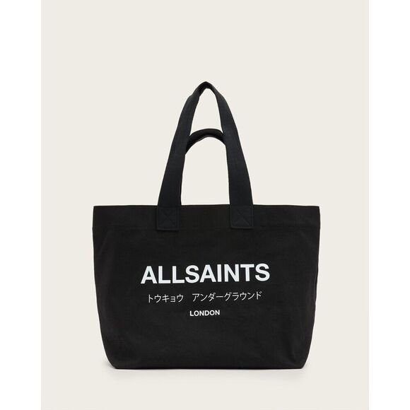 New AllSaints Ali Canvas Tote Bag Black/White